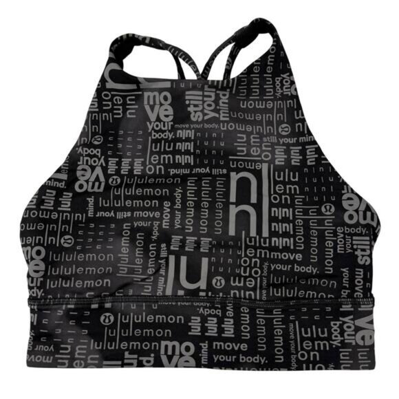 Lululemon Energy High-Neck Longline Bra In Lululemon Ombre Black Multi Size 4 - Picture 3 of 7